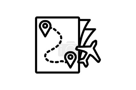 Ilustración de Icono de itinerario, itinerarios, itinerario de viaje, itinerarios de viaje, icono de línea de itinerario de viaje, icono de vector editable, pixel perfect, illustrator ai file - Imagen libre de derechos