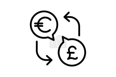 Icono de cambio de divisas, conversión de divisas, cambio de divisas, icono de línea de conversión de dinero, icono de vector editable, píxel perfecto, archivo ai ilustrador
