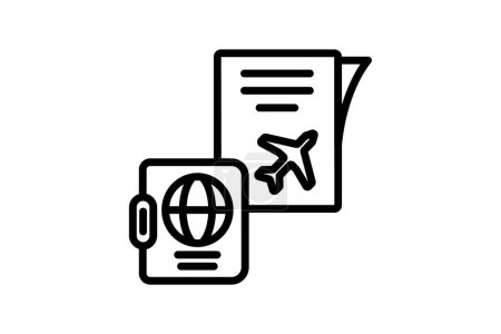 Icono de documentos de viaje, papeleo, papeleo para viajes, papeleo de viaje, icono de línea de identificación, icono de vector editable, pixel perfect, illustrator ai file