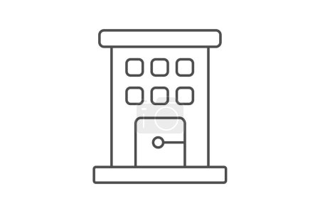 Illustration for Hotels icon, accommodations, lodging, hotel booking, hotel reservations thinline icon, editable vector icon, pixel perfect, illustrator ai file - Royalty Free Image