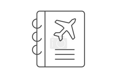 Ilustración de Icono de planificación de viajes, planificación de viajes, planificación de viajes, planificación de aventuras, planificación de excursiones icono de línea delgada, icono de vector editable, pixel perfect, illustrator ai file - Imagen libre de derechos