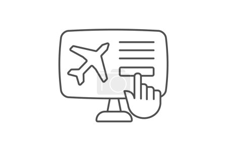 Booking icon, reservations, travel booking, travel reservations, accommodation booking thinline icon, editable vector icon, pixel perfect, illustrator ai file