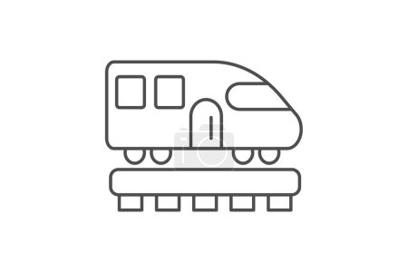 Ilustración de Icono del tren, trenes, ferrocarril, ferrocarriles, ferrocarril icono de línea delgada de transporte, icono de vector editable, píxel perfecto, archivo ai ilustrador - Imagen libre de derechos