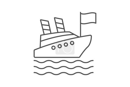 Illustration for Cruise icon, cruises, cruise ship, cruise ships, cruise liner thinline icon, editable vector icon, pixel perfect, illustrator ai file - Royalty Free Image