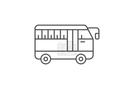 Illustration for Bus icon, buses, coach, coaches, motorcoach thinline icon, editable vector icon, pixel perfect, illustrator ai file - Royalty Free Image