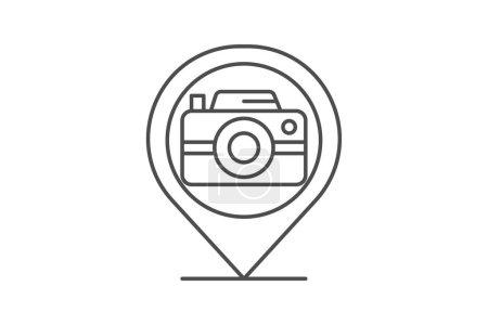 Illustration for Sightseeing icon, sightsee, sightseer, sightseers, tourist attractions thinline icon, editable vector icon, pixel perfect, illustrator ai file - Royalty Free Image