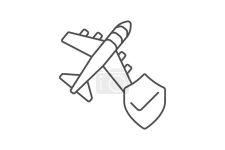 Travel Safety icon, travel safety, safety tips, travel safety tips, safety measures thinline icon, editable vector icon, pixel perfect, illustrator ai file