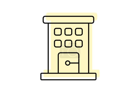 Hotels icon, accommodations, lodging, hotel booking, hotel reservations color shadow thinline icon, editable vector icon, pixel perfect, illustrator ai file