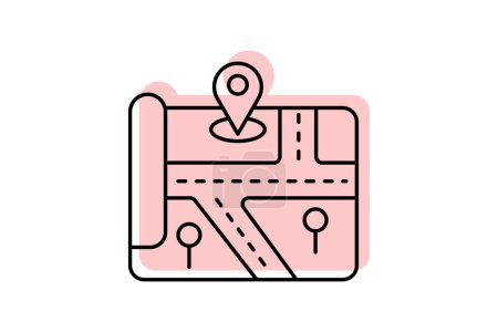 Maps icon, mapping, navigation, gps, gps navigation color shadow thinline icon, editable vector icon, pixel perfect, illustrator ai file