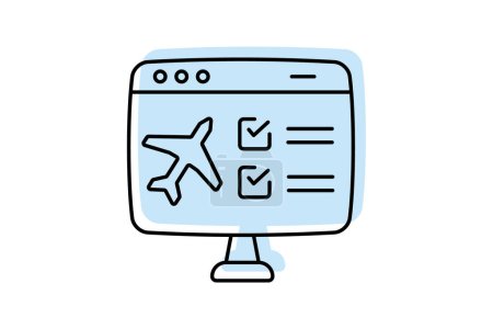 Check-in icon, travel check-in, flight check-in, hotel check-in, car rental check-in color shadow thinline icon, editable vector icon, pixel perfect, illustrator ai file