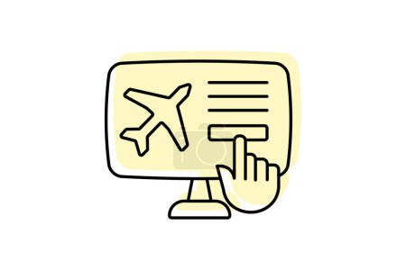 Booking icon, reservations, travel booking, travel reservations, accommodation booking color shadow thinline icon, editable vector icon, pixel perfect, illustrator ai file