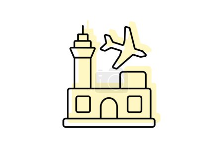 Airport icon, airports, travel airport, travel airports, international airport color shadow thinline icon, editable vector icon, pixel perfect, illustrator ai file