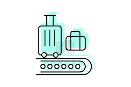 Icône bagages, bagages, bagages de voyage, bagages de voyage, bagages enregistrés couleur ombre icône mince, icône vectorielle modifiable, pixel parfait, fichier ai illustrateur