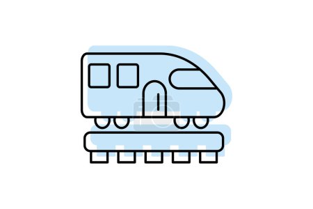 Zug-Symbol, Züge, Eisenbahn, Eisenbahnen, Schienenverkehr Farbe Schatten Thinline-Symbol, editierbare Vektor-Symbol, Pixel perfekt, Illustrator ai-Datei