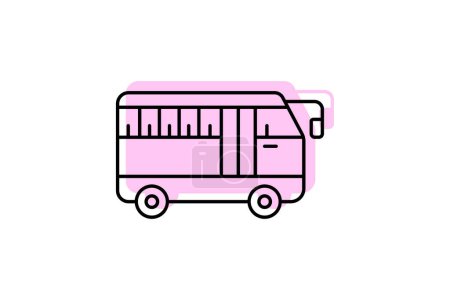Ilustración de Icono de autobús, autobuses, entrenador, entrenadores, icono de línea delgada de sombra de color de autocar, icono de vector editable, píxel perfecto, archivo ai ilustrador - Imagen libre de derechos