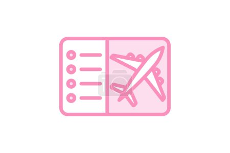 Ilustración de Icono de vuelos, billetes de avión, viajes aéreos, reserva de vuelos, reservas de vuelos icono de línea duotone, icono de vector editable, pixel perfect, illustrator ai file - Imagen libre de derechos