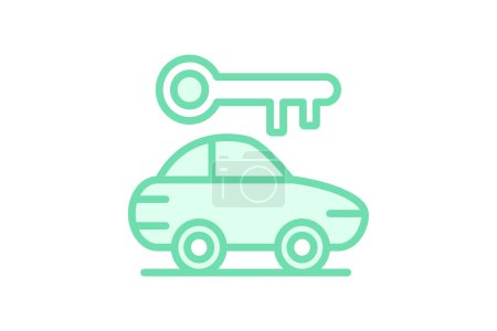 Icono de alquiler de coches, coches de alquiler, alquiler de coches, reservas de coches, coche duotone line icon, editable vector icon, pixel perfect, illustrator ai file