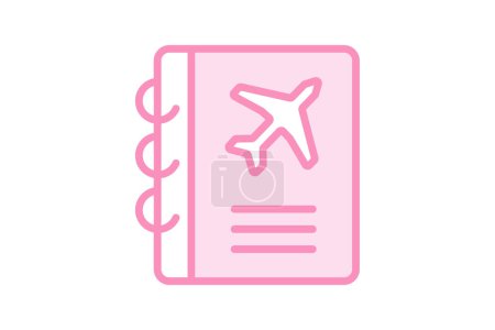 Ilustración de Icono de planificación de viajes, planificación de viajes, planificación de viajes, planificación de aventuras, planificación de excursiones icono de línea de duótono, icono de vector editable, pixel perfect, illustrator ai file - Imagen libre de derechos