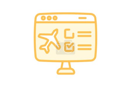 Illustration for Check-in icon, travel check-in, flight check-in, hotel check-in, car rental check-in duotone line icon, editable vector icon, pixel perfect, illustrator ai file - Royalty Free Image