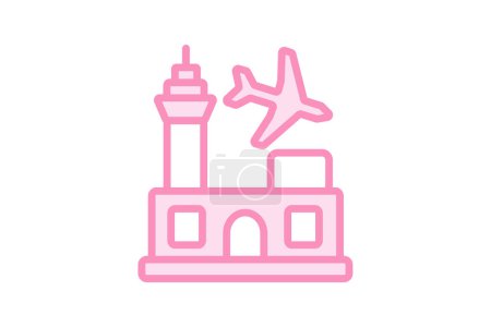Airport icon, airports, travel airport, travel airports, international airport duotone line icon, editable vector icon, pixel perfect, illustrator ai file