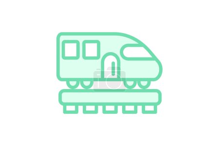 Icône de train, trains, chemin de fer, chemins de fer, icône de ligne duotone de transport ferroviaire, icône vectorielle modifiable, pixel parfait, fichier illustrateur ai