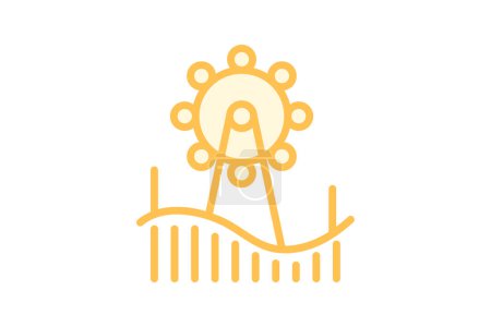 Illustration for Attractions icon, attraction, tourist attractions, tourist spots, tourist destinations duotone line icon, editable vector icon, pixel perfect, illustrator ai file - Royalty Free Image