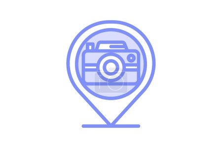 Illustration for Sightseeing icon, sightsee, sightseer, sightseers, tourist attractions duotone line icon, editable vector icon, pixel perfect, illustrator ai file - Royalty Free Image
