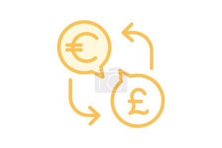 Illustration for Currency Exchange icon, currency conversion, foreign exchange, money exchange, money conversion duotone line icon, editable vector icon, pixel perfect, illustrator ai file - Royalty Free Image