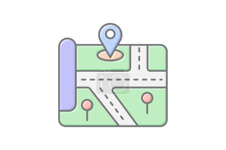 Maps icon, mapping, navigation, gps, gps navigation lineal color icon, editable vector icon, pixel perfect, illustrator ai file