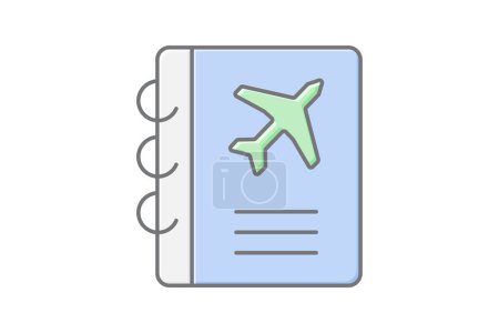 Ilustración de Icono de planificación de viajes, planificación de viajes, planificación de viajes, planificación de aventuras, planificación de excursiones icono de color lineal, icono de vector editable, pixel perfect, illustrator ai file - Imagen libre de derechos