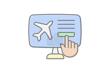 Booking icon, reservations, travel booking, travel reservations, accommodation booking lineal color icon, editable vector icon, pixel perfect, illustrator ai file