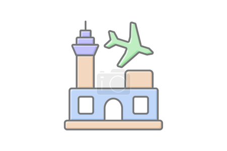 Airport icon, airports, travel airport, travel airports, international airport lineal color icon, editable vector icon, pixel perfect, illustrator ai file