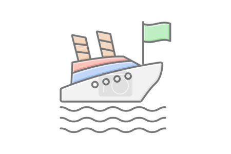 Cruise icon, cruises, cruise ship, cruise ships, cruise liner lineal color icon, editable vector icon, pixel perfect, illustrator ai file