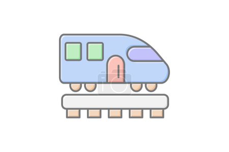 Icône de train, trains, chemin de fer, chemins de fer, icône de couleur linéaire de transport ferroviaire, icône vectorielle modifiable, pixel parfait, fichier ai illustrateur