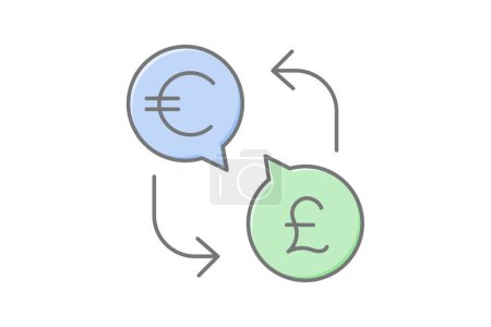 Illustration for Currency Exchange icon, currency conversion, foreign exchange, money exchange, money conversion lineal color icon, editable vector icon, pixel perfect, illustrator ai file - Royalty Free Image