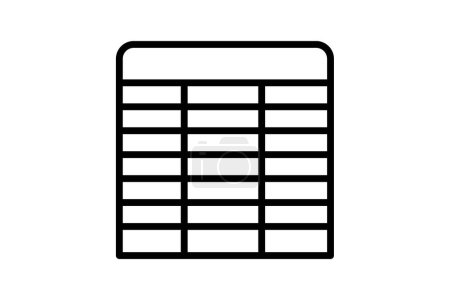 Table icon, tables, data table, data tables, tabular format line icon, editable vector icon, pixel perfect, illustrator ai file