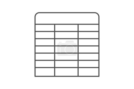 Table icon, tables, data table, data tables, tabular format thinline icon, editable vector icon, pixel perfect, illustrator ai file