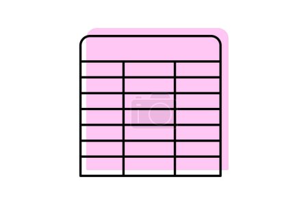 Tabellen-Symbol, Tabellen, Datentabellen, Datentabellen, tabellarische Format Farbe Schatten Thinline-Symbol, editierbare Vektor-Symbol, Pixel perfekt, Illustrator ai-Datei