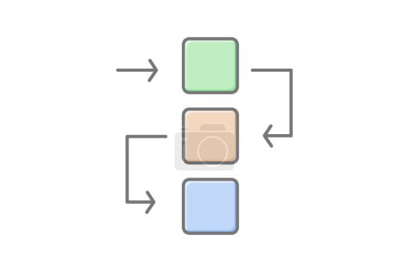 Flowchart icon, flowcharts, flow diagram, flow diagrams, process flow lineal color icon, editable vector icon, pixel perfect, illustrator ai file