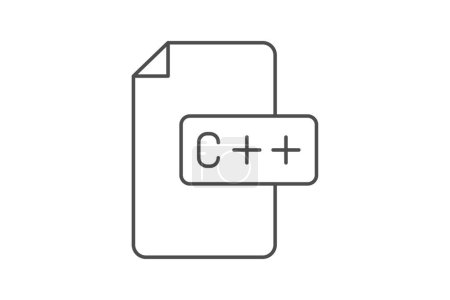 C Plus Plus Language icon, programming, language, development, cplusplus thinline icon, editable vector icon, pixel perfect, illustrator ai file