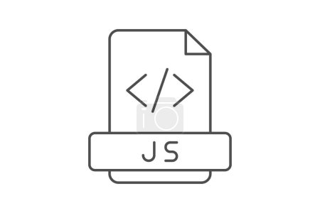icono de JavaScript, js, web, programación, icono de línea delgada de lenguaje, icono de vector editable, píxel perfecto, archivo ai ilustrador