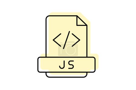 JavaScript icon, js, web, programming, language color shadow thinline icon, editable vector icon, pixel perfect, illustrator ai file
