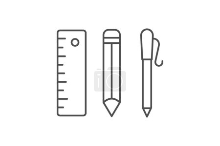 Herramientas de educación icono, herramientas, recursos, tecnología, ayuda icono de línea delgada, icono de vector editable, píxel perfecto, archivo ai ilustrador