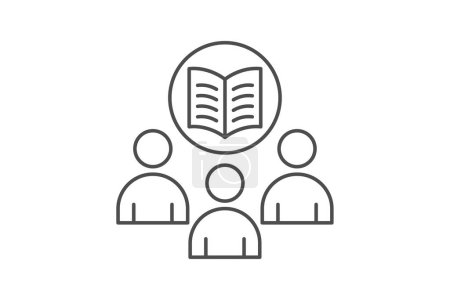 Study Group icon, group, teamwork, collaboration, learning thinline icon, editable vector icon, pixel perfect, illustrator ai file