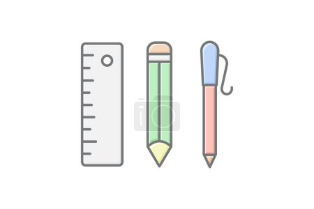 Herramientas de educación icono, herramientas, recursos, tecnología, ayuda icono de color lineal, icono de vector editable, píxel perfecto, archivo ai ilustrador