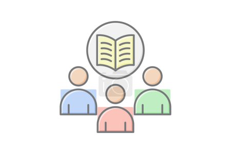 Study Group icon, group, teamwork, collaboration, learning lineal color icon, editable vector icon, pixel perfect, illustrator ai file