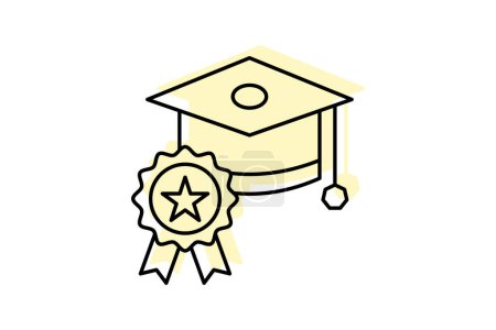 Academic Excellence icon, excellence, learning, adventure, study color shadow thinline icon, editable vector icon, pixel perfect, illustrator ai file