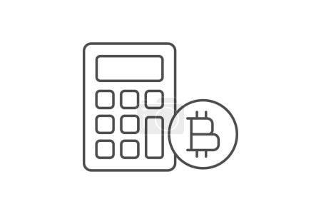 Illustration for Crypto Investment Fund icon, investment, fund, cryptocurrency, digital thinline icon, editable vector icon, pixel perfect, illustrator ai file - Royalty Free Image