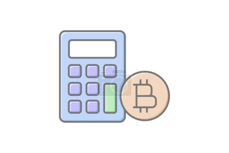 Illustration for Crypto Investment Fund icon, investment, fund, cryptocurrency, digital lineal color icon, editable vector icon, pixel perfect, illustrator ai file - Royalty Free Image