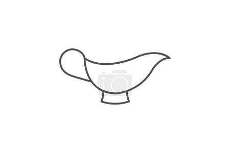 Téléchargez les illustrations : Gravy Boat icône, bateau, thanksgiving, sauce, icône en ligne mince serveur, icône vectorielle modifiable, pixel parfait, fichier ai illustrateur - en licence libre de droit